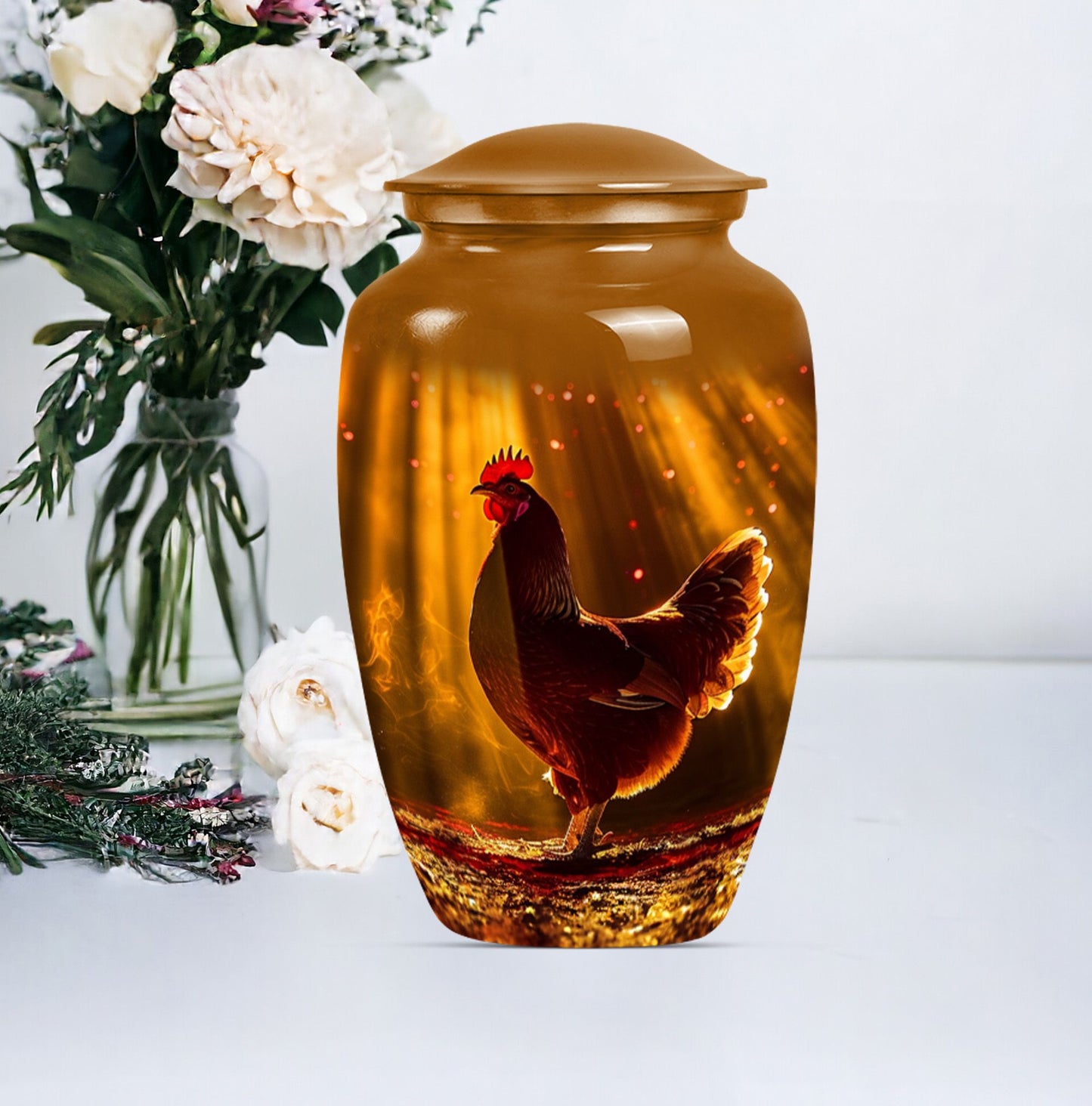 Classic aluminium urn for adult human ash.