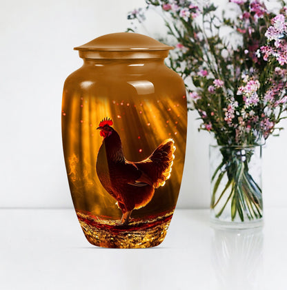 Classic aluminium urn for adult human ash.