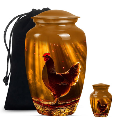 Classic aluminium urn for adult human ash.