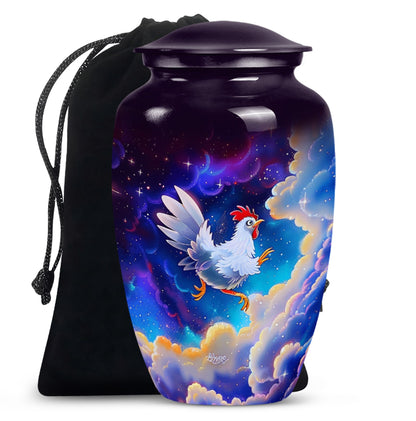 10-inch classic chicken urn for burial ashes.