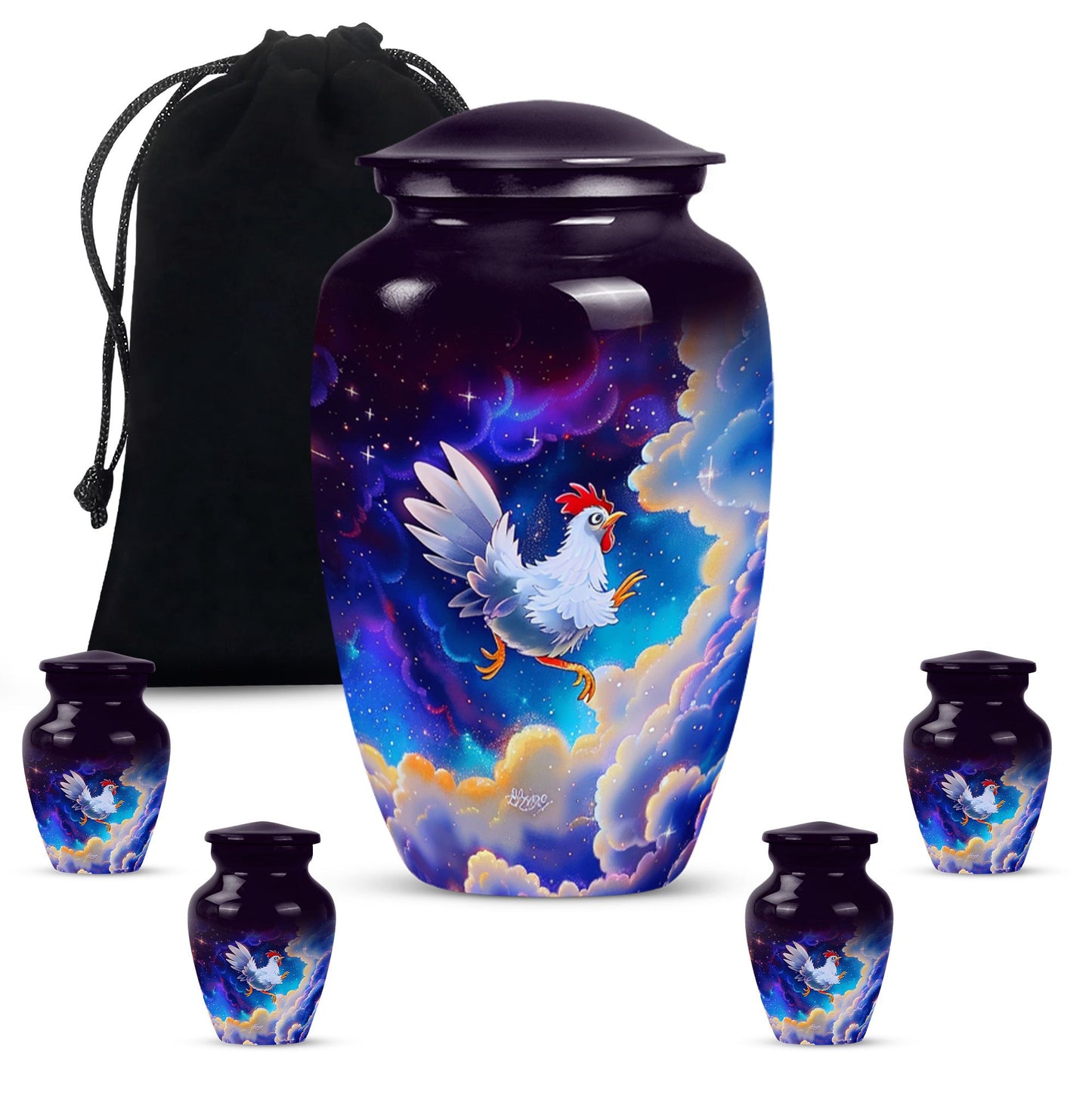10-inch classic chicken urn for burial ashes.