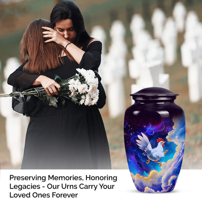 10-inch classic chicken urn for burial ashes.