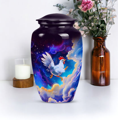 10-inch classic chicken urn for burial ashes.