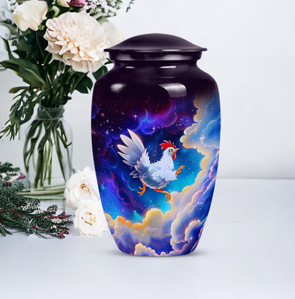 10-inch classic chicken urn for burial ashes.