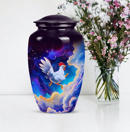 10-inch classic chicken urn for burial ashes.