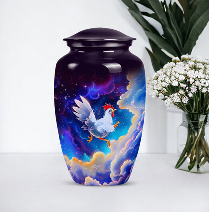 10-inch classic chicken urn for burial ashes.