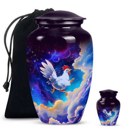 10-inch classic chicken urn for burial ashes.