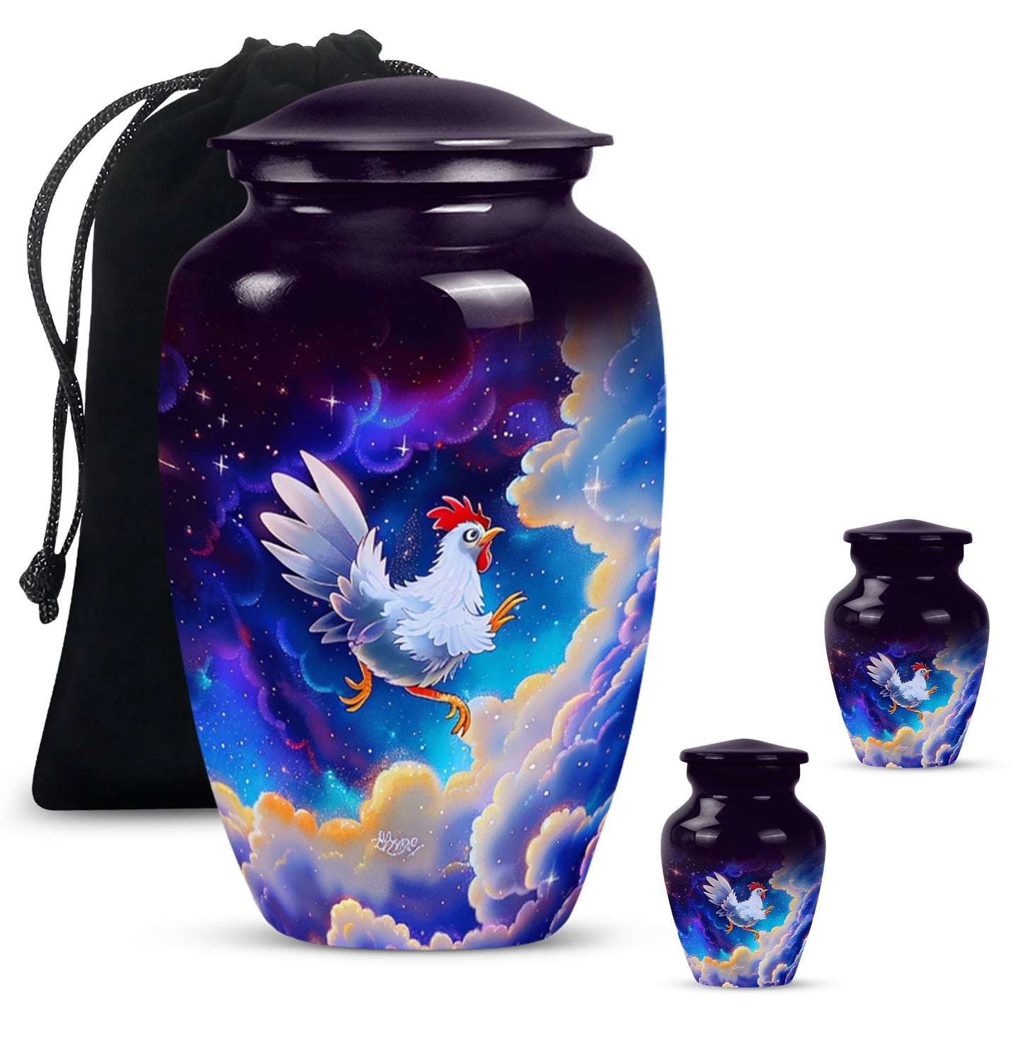10-inch classic chicken urn for burial ashes.