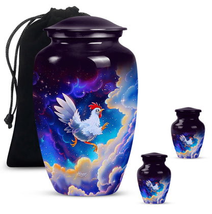 10-inch classic chicken urn for burial ashes.