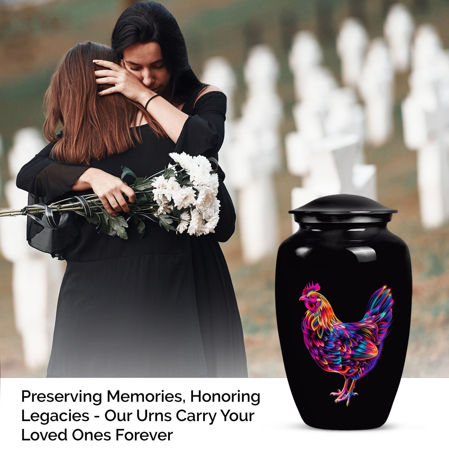 Classic chicken cremation urn 
