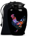 Classic 10-inch chicken-themed memorial urn.