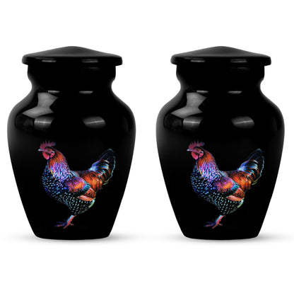 Classic 10-inch chicken-themed memorial urn.