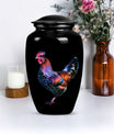 Classic 10-inch chicken-themed memorial urn.