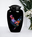 Classic 10-inch chicken-themed memorial urn.