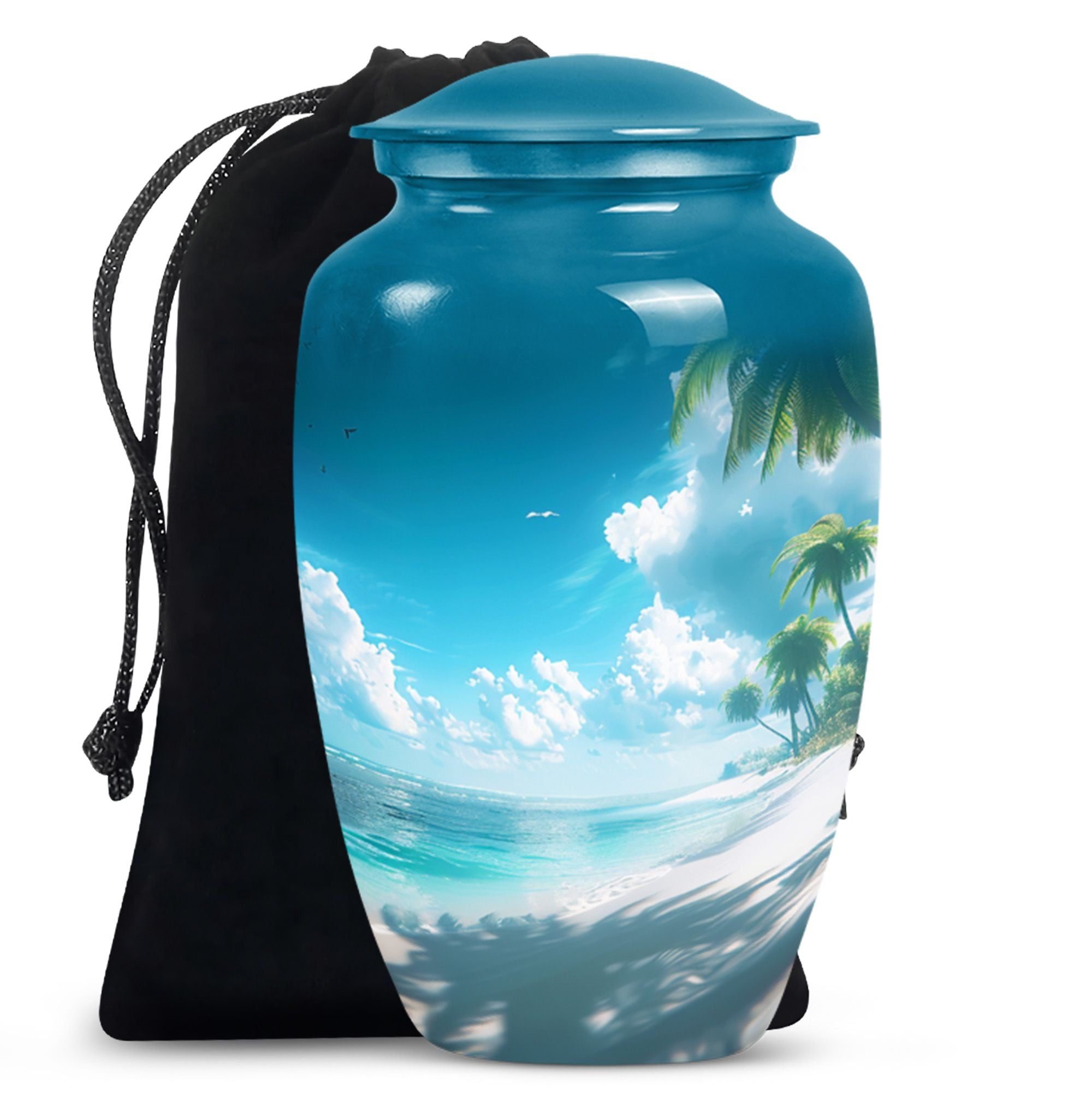Forever Urns Ocean Love Cremation Urn – Handcrafted Aluminum Urn For Ashes, 200 Cu In, With Velvet Bag (Extra Large 320 Cu In Available) - View #8