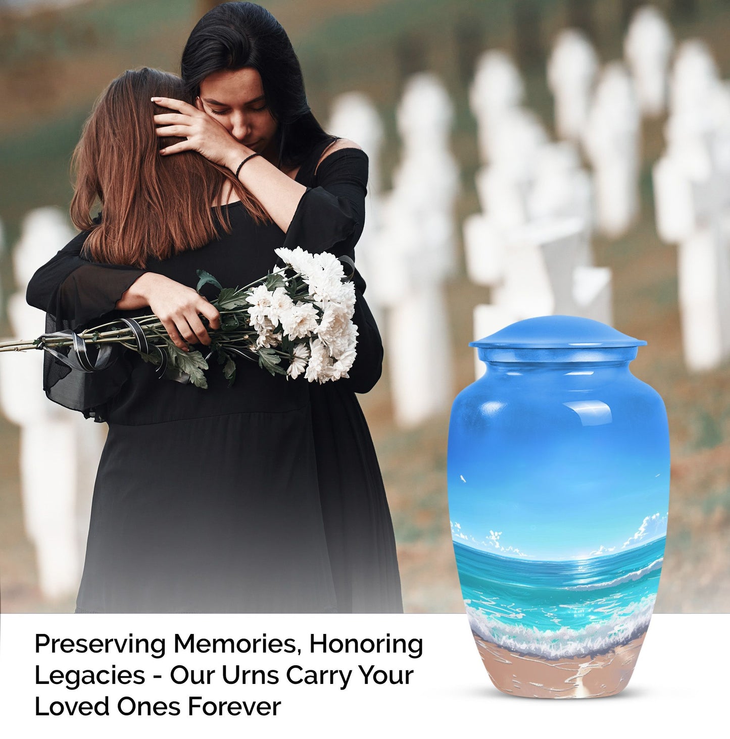 Beach Urn, flower-themed 