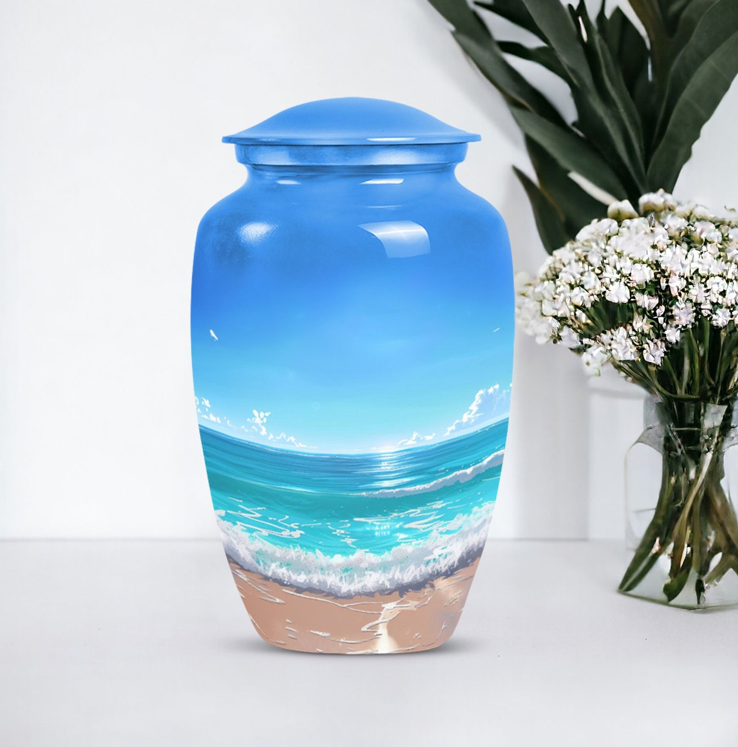 Beach Urn, flower-themed 