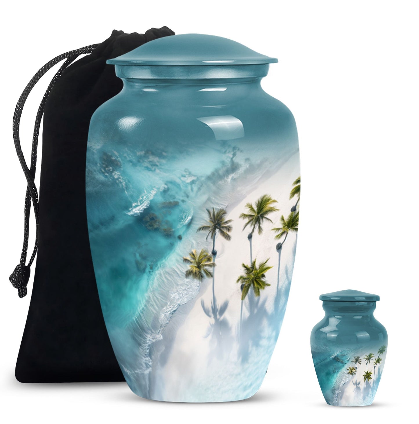 Beach Theme Large Urn With 1 Keepsake Urn