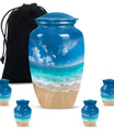 Beach Theme Large Urn With 4 Keepsake Urn
