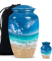 Beach Theme Large Urn With 1 Keepsake Urn