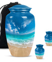 Beach Theme Large Urn With 2 Keepsake Urn