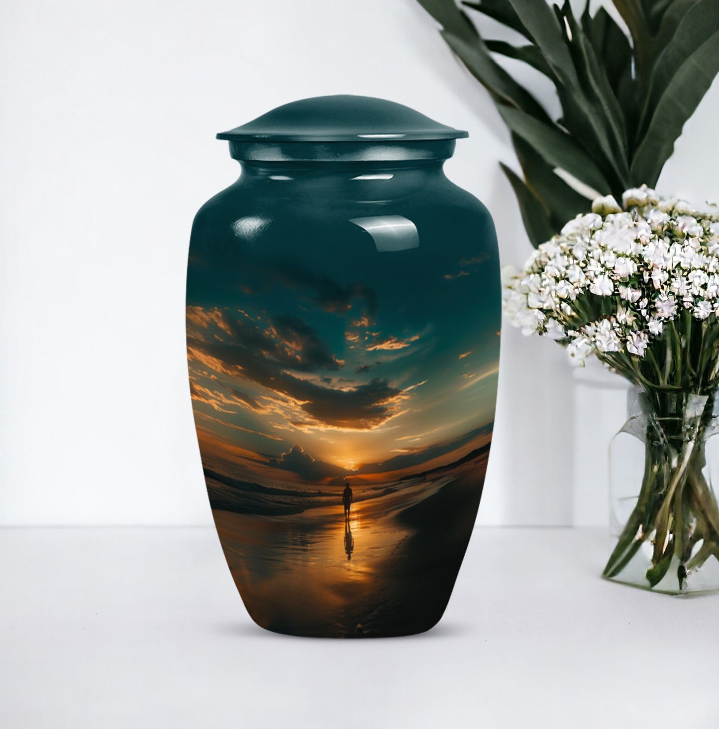 classic beach urn for memorial funeral ashes