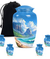 Beach Theme Large Urn With 4 Keepsake Urn