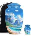 Beach Theme Large Urn With 1 Keepsake Urn