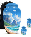 Beach Theme Large Urn With 2 Keepsake Urn