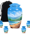 classic beach urn with flower theme for cremation ashes.