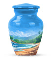 classic beach urn with flower theme for cremation ashes.