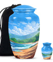 Beach Theme Large Urn With 1 Keepsake Urn