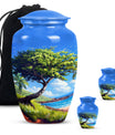 Beach Theme Large Urn With 2 Keepsake Urn