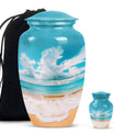 Beach Theme Large Urn With 1 Keepsake Urn