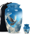 Dove Theme Large Urn With 1 Keepsake Urn