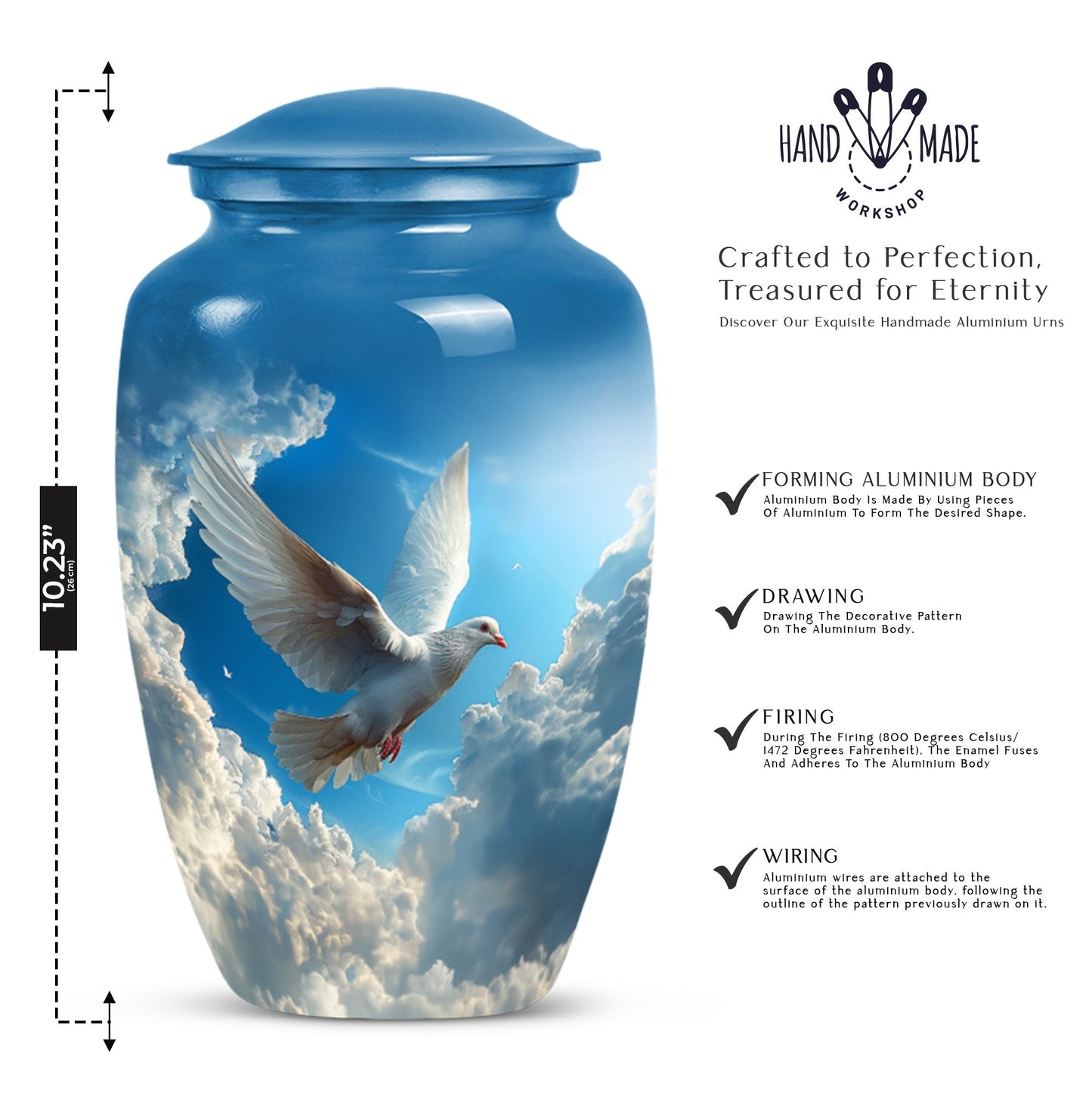  Dove themed cremation urn for women