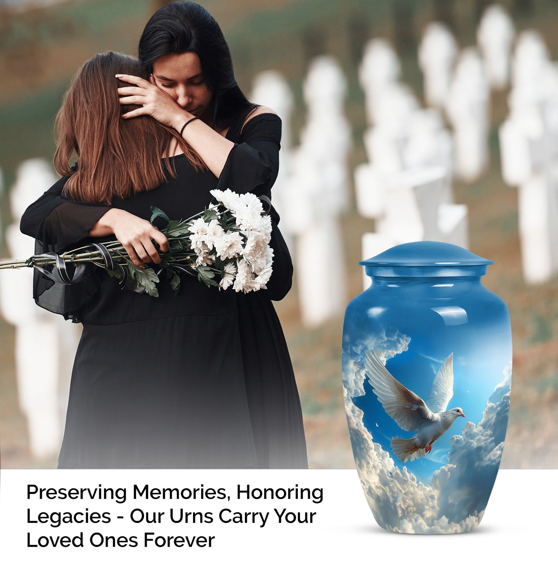 Dove themed cremation urn for women