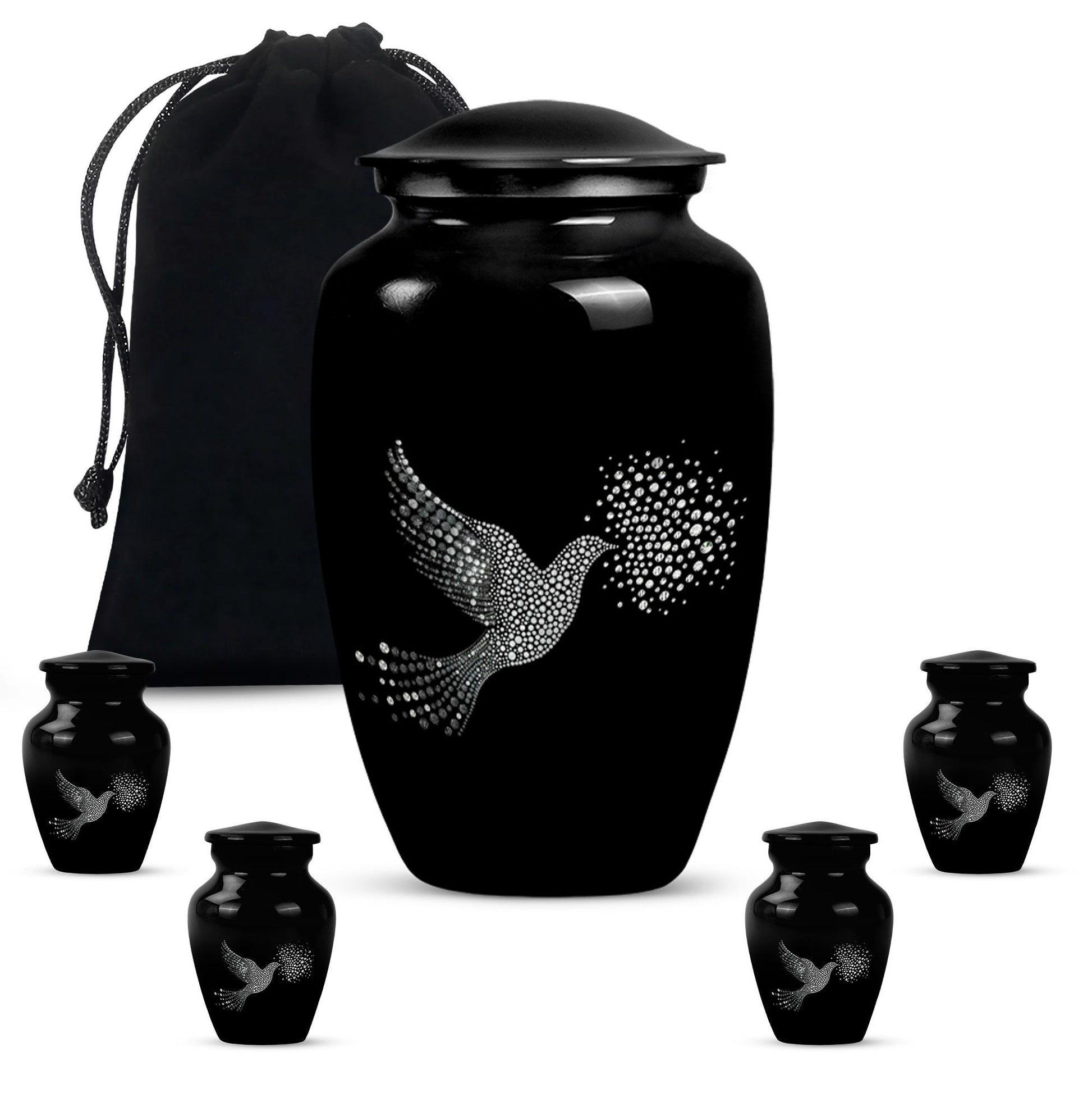 Dove Theme Large Urn With 4 Keepsake Urn