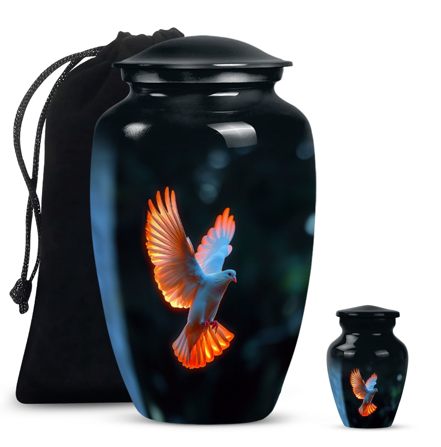 Dove Theme Large Urn With 1 Keepsake Urn