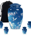Dove Theme Large Urn With 4 Keepsake Urn