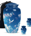 Dove Theme Large Urn With 2 Keepsake Urn