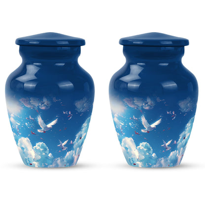 burial urn designed with flowers for mom's ashes