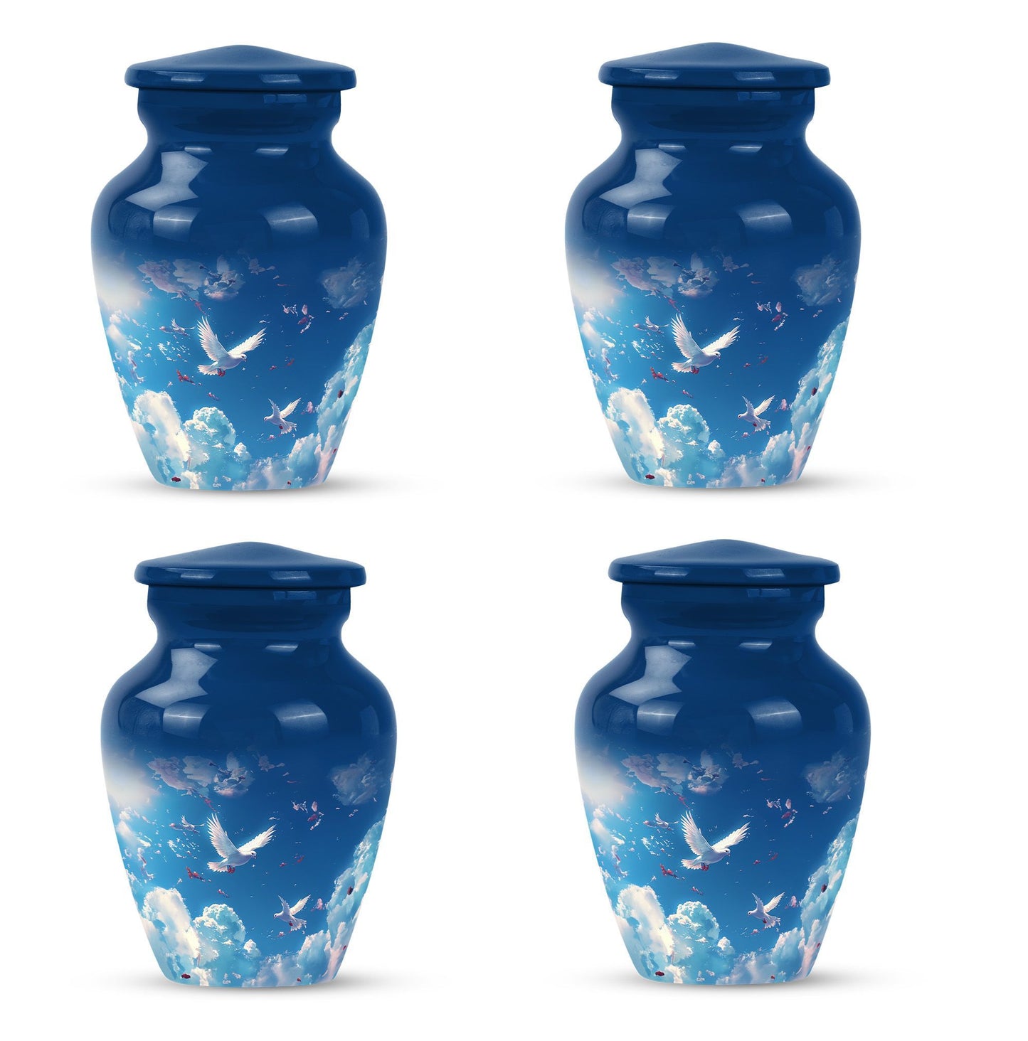 burial urn designed with flowers for mom's ashes