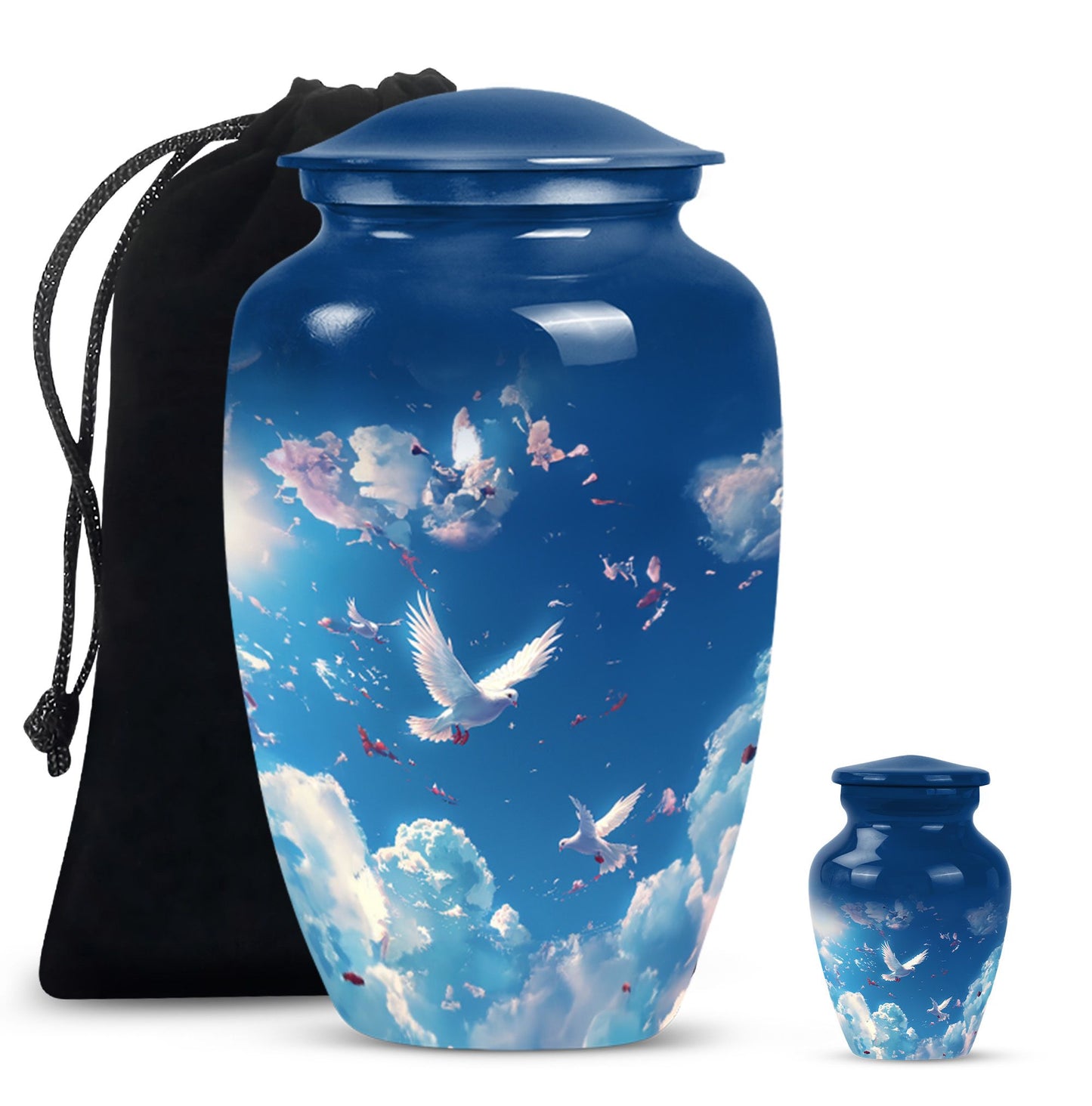 burial urn designed with flowers for mom's ashes