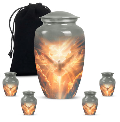 Dove Urn for cremation ashes, material with flower theme