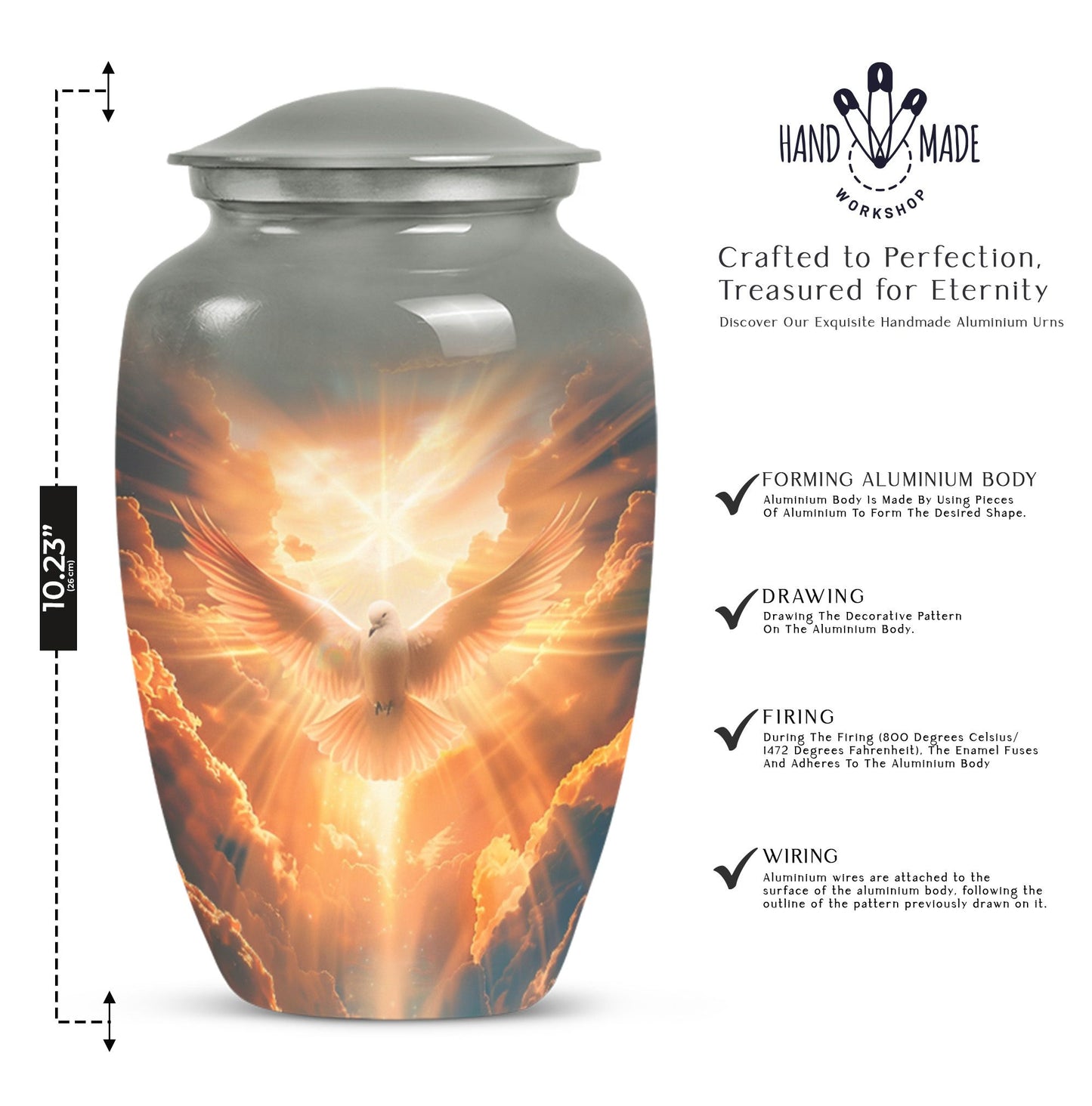 Dove Urn for cremation ashes, material with flower theme