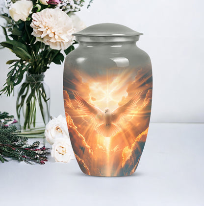 Dove Urn for cremation ashes, material with flower theme