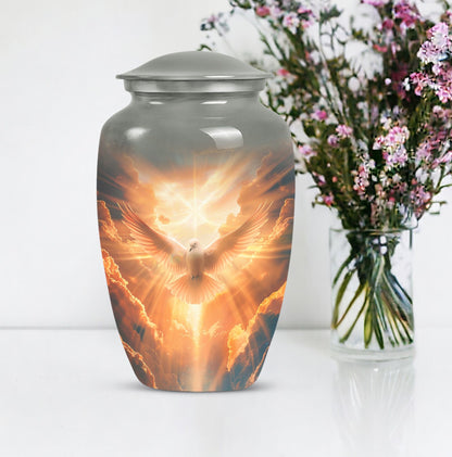 Dove Urn for cremation ashes, material with flower theme