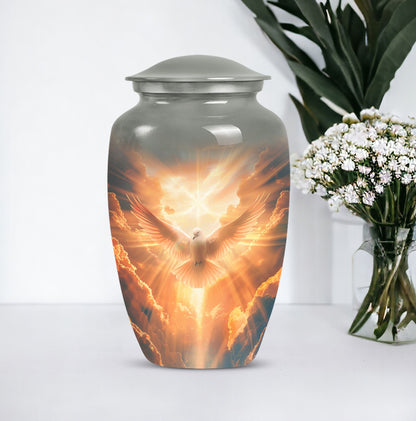 Dove Urn for cremation ashes, material with flower theme
