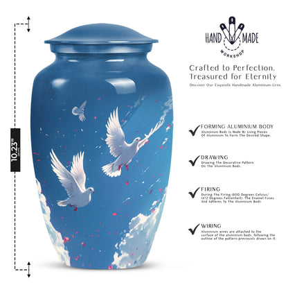 Classic Dove Urn for men, personalized aluminium funeral urn
